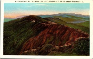 Mount Mansfield Green Mountains Vermont Scenic Landscape WB Postcard 