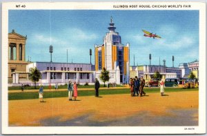 VINTAGE POSTCARD THE ILLINOIS HOST HOUSE AT CHICAGO WORLD'S FAIR 1933