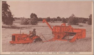 Advertising Postcard Allis Chalmers Big Bin All Crop Harvester Tractor Farming