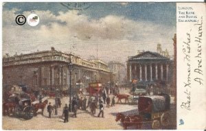 London The Bank and Royal Exchange Street Scene Raphael Tuck & Sons Oilette