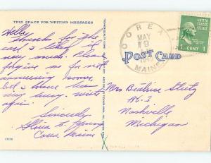 Linen GREETINGS FROM POSTCARD Corea Maine ME ho5946