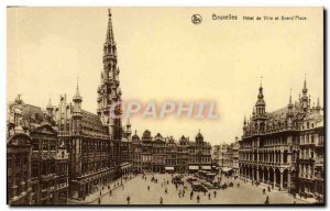 Old Postcard Brussels City Hall and Main Square