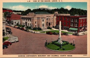 North Carolina Lenoir View Of The Square Showing Confederate Monument and Cal...