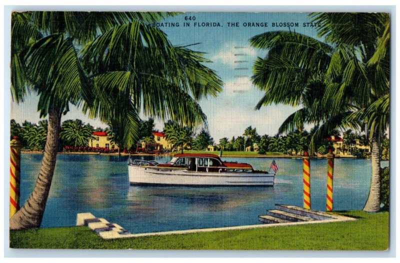 1952 Boating in Florida The Orange Blossom State, Clearwater, FL Postcard