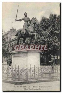 Postcard Old Paris VIII arr Statue of Joan of Arc Place Saint Augustin