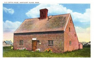 1940s Postcard Old Coffin House Nantucket Island Mass.