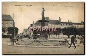Old Postcard Vitry Le Francois Fontaine Sur La Place D & # 39Armes