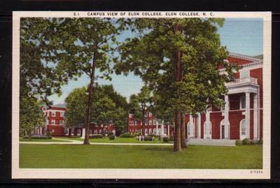 North Carolina colour PC Campus View  Elon College NC unused