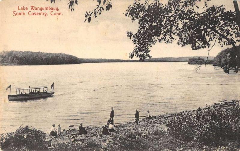 South Coventry Connecticut Lake Wangumbaug Waterfront Antique Postcard K76544