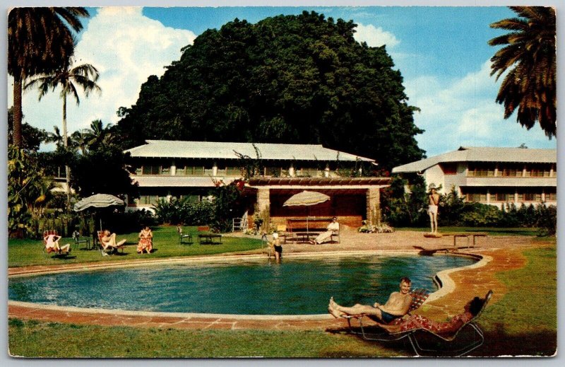 Lihue Kaui Hawaii 1950s Postcard Kauai Inn Hotel Swimming Pool