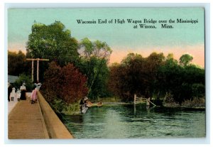 Wisconsin End High Wagon Bridge Winona Minnesota Circa 1910 Antique Postcard