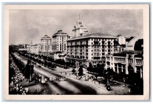 Kyiv Ukraine Postcard General View of Khreschatyk c1940's RPPC Photo