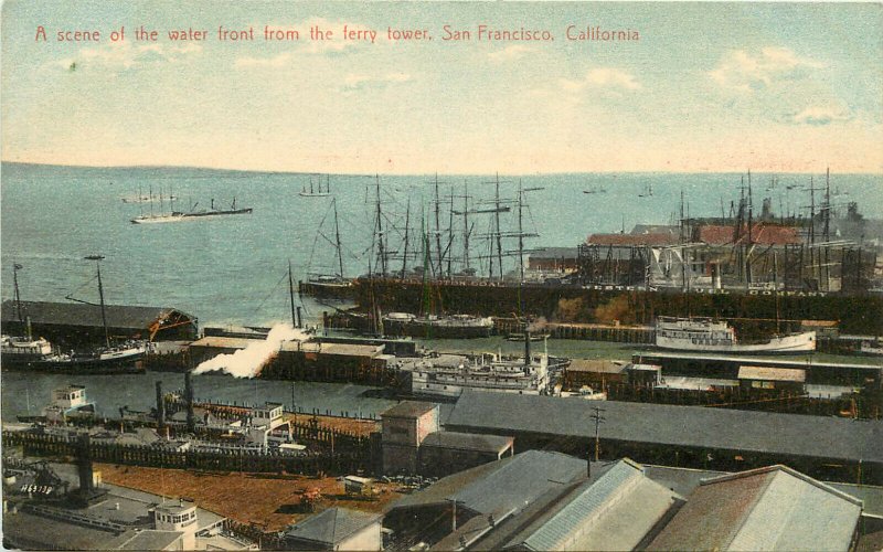 Vintage Postcard Scene of the Water front From the Ferry Tower San Francisco CA