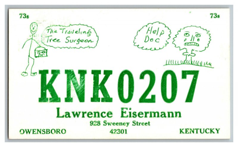 Postcard QSL Radio Card From Owensboro KY Kentucky KNK 0207