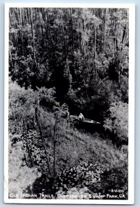 Okefenokee Swamp Park Georgia Postcard RPPC Photo Old Indian Trails 1953 Cline