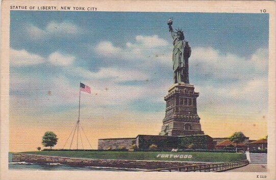 new york statue of liberty and city night