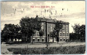 GREAT BEND, Kansas  KS     HIGH SCHOOL   Barton County  1910  Postcard