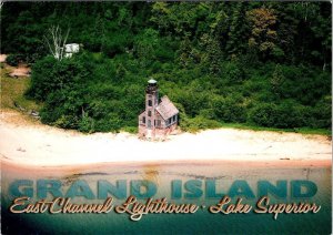 Grand Island, MI Michigan EAST CHANNEL LIGHTHOUSE Light House View  4X6 Postcard