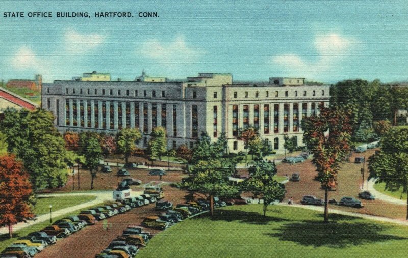 Vintage Postcard 1930's State Office Building Hartford Connecticut Capitol Novel