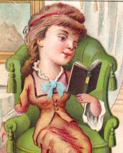 1880s Comical Victorian Trade Card Never Have Me For A Beau Lady Books F113