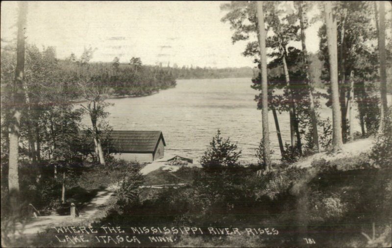 Lake Itasca MN Where Mississippi River Rises c1920s Real Photo Postcard