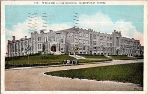 View of Weaver High School, Hartford CT c1929 Vintage Postcard K43