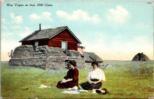 Wise Virgins on their 3000 Claim Women Homesteaders shanty Postcard 1909