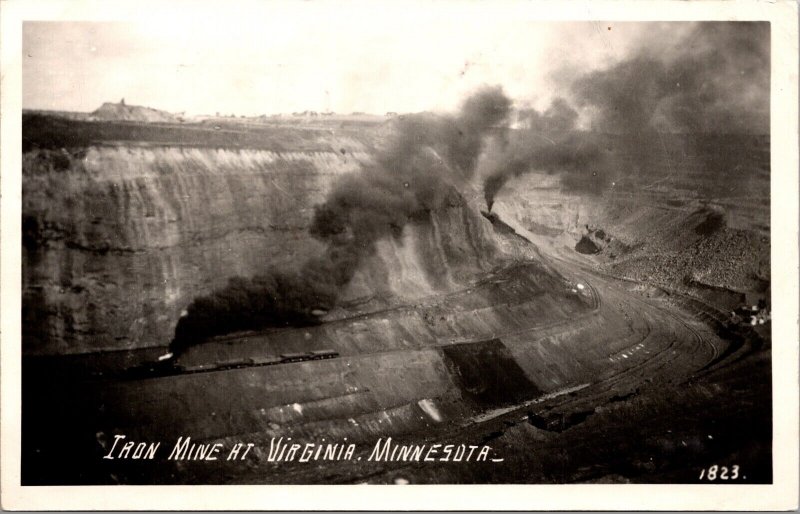 Real Photo Postcard Iron Mine at Virginia, Minnesota