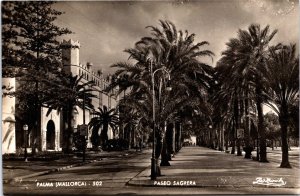 Spain Palma de Mallorca Paseo Sagrera Vintage RPPC C165