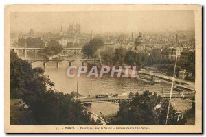 Old Postcard Panorama Paris on the Seine