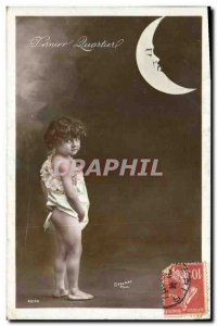 Old Postcard Fun Children Moon