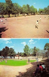 MONTICELLO, New York NY ~ CAMP ROOSEVELT Tennis~Baseball  SACKETT LAKE Postcard
