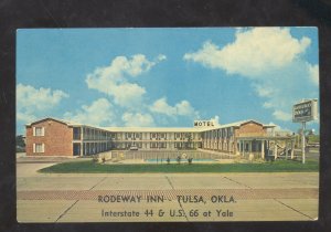 TULSA OKLAHOMA ROUTE 66 RODEWAY INN SWIMMING POOL ADVERTISING POSTCARD
