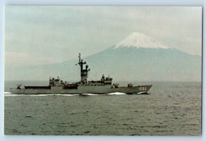 Postcard USS Knox FF-1052 Yokosuka Japan Mount Fuji Ships c1960 Vintage Antique