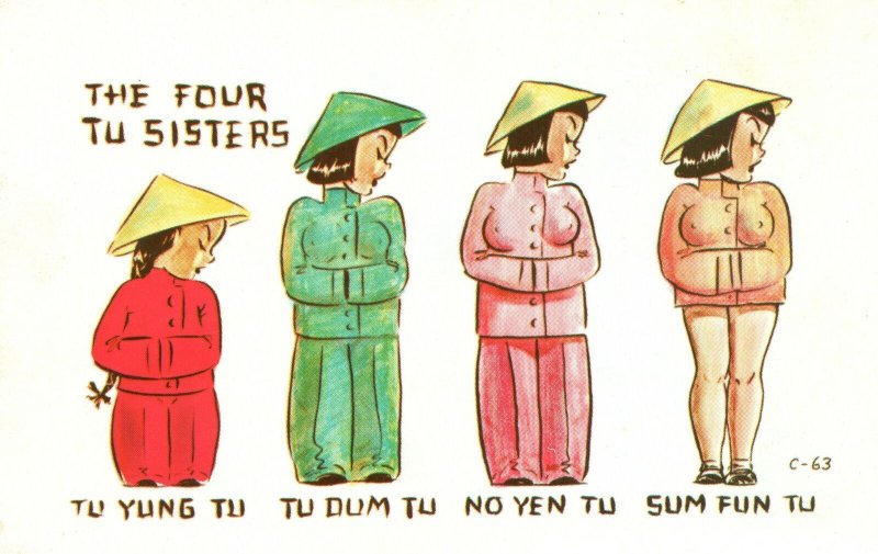 Vintage Postcard The Four Tu Sisters Tu Yung Tu Tu Dum Tu No Yen Tu Sum Fun Tu