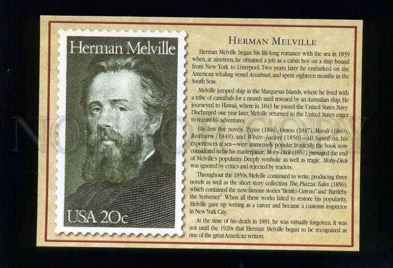 208027 USA Great American Writer Herman Melville postcard