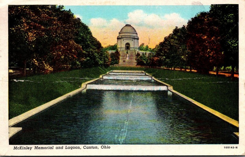 Ohio Canton McKinley Memorial and Lagoon 1947 Curteich