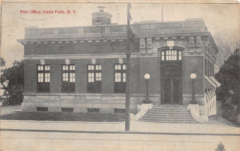 J16/ Little Falls New York Postcard c1910 Post Office Building  132