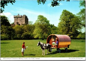 Postcard Ireland County Cork Horse-Drawn Caravan at Blarney Castle