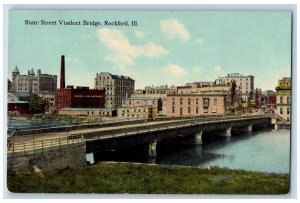 Rockford Illinois IL Postcard State Street Viaduct Bridge Scene c1910's Vintage