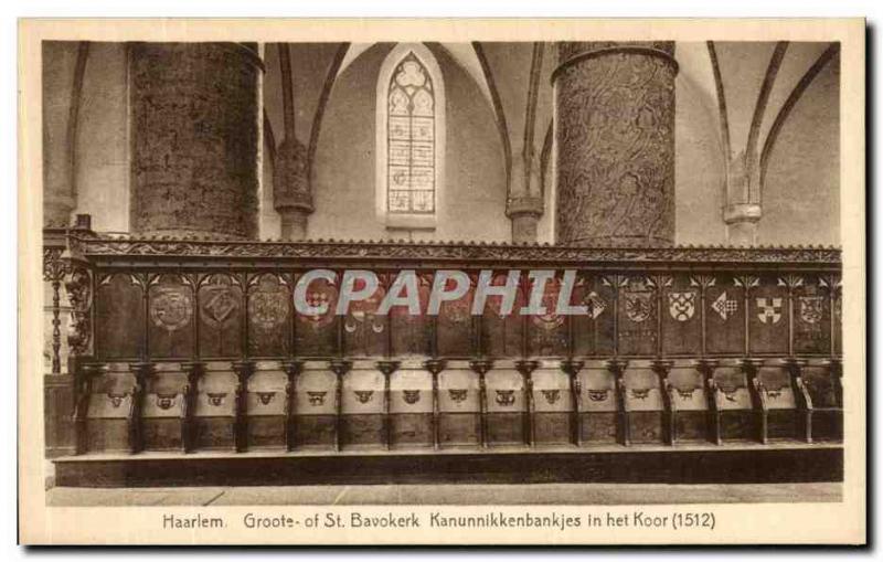 VINTAGE POSTCARD Haarlem Groote off St Bavokerk Kanunnikkenb