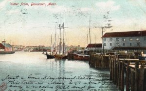 Vintage Postcard 1906 Water Front Harbor Fishing Boats Gloucester Massachusetts