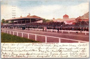 1907 Race Track In Springfield Illinois Crowd Scene Posted Postcard