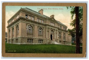 c1910's The Library Building Stairways Entrance New Britain Connecticut Postcard