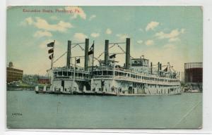 Paddle Steamer Excursion Boats Pittsburgh Pennsylvania 1910c postcard