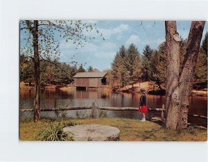 Postcard A view of the millpond, Old Sturbridge Village, Sturbridge, MA