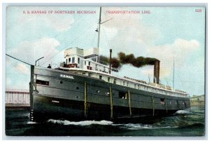 c1910s Steamship Kansas Of Northern Michigan Transportation Line Waves Postcard