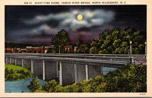 North Carolina Wilkesboro Yadkin River Bridge At Night