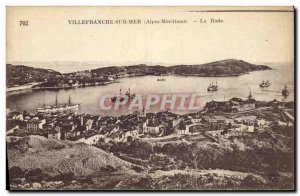 Old Postcard Villefranche Sur Mer La Rade Boat