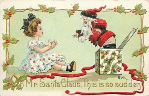 Embossed Santa Claus Christmas Jack in the Box Postcard S/A HBG L & E 2264